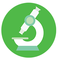 Science and Health interest area icon with magnifying glass