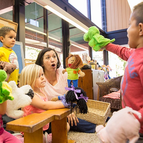 Kids playing in a classroom