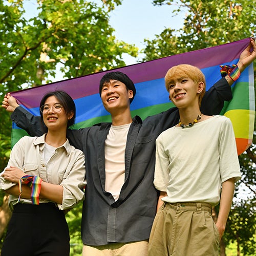 LGBTQIA+ students celebrating Pride month.