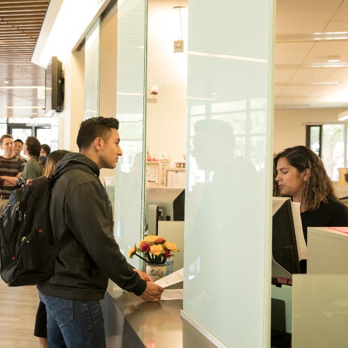 A DVC student in the Student Services Center (SSC).