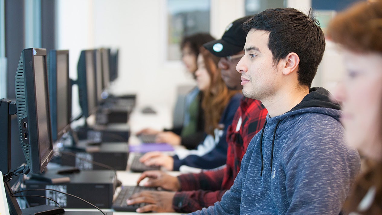 Student in computer lab