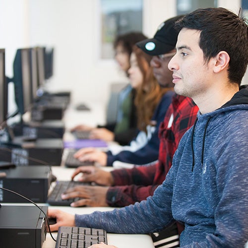 Student in computer lab