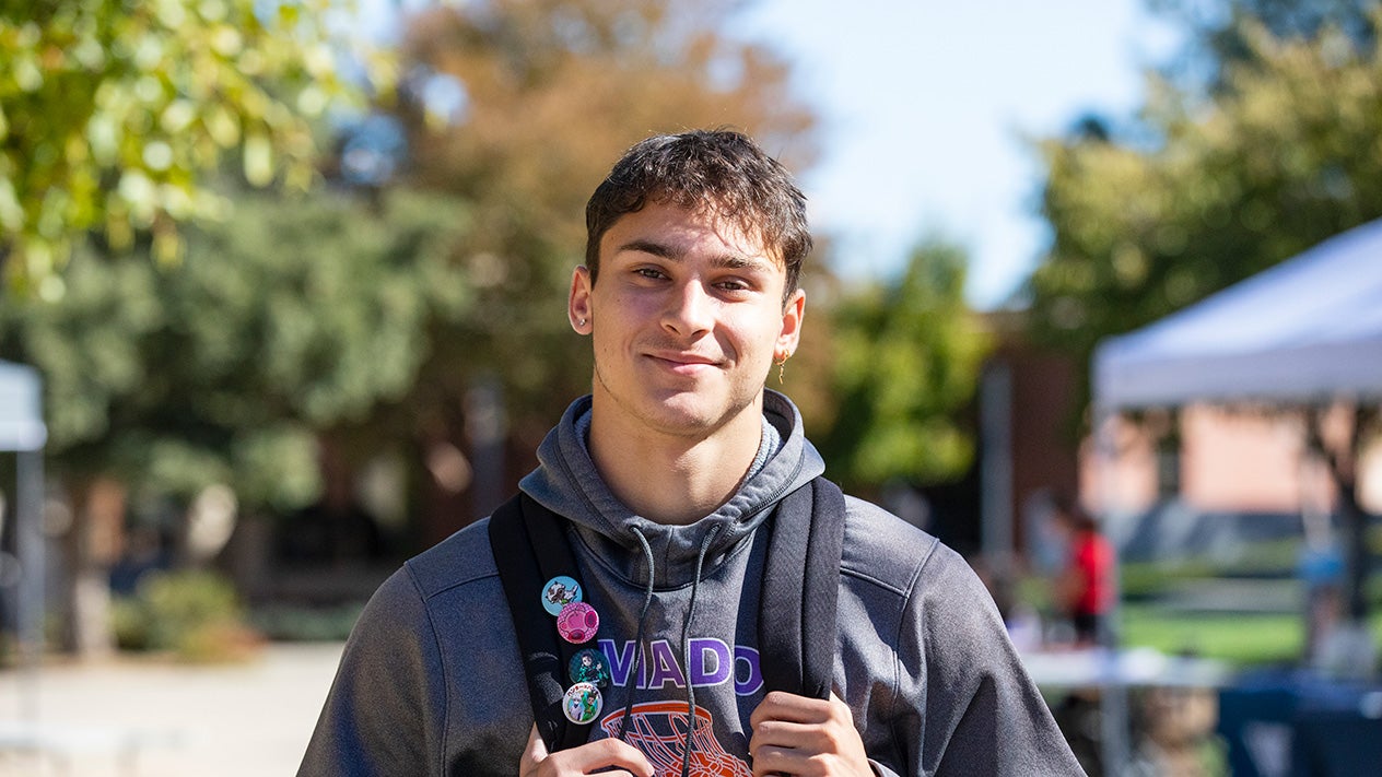 Student with backpack