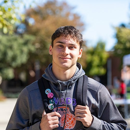 Student with backpack