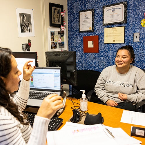 A DVC DREAMer student with a financial aid counselor.