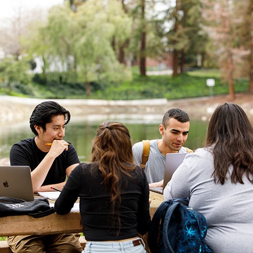 DVC students socializing outside the Student Union.