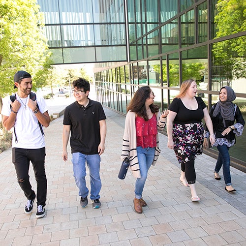 DVC students walking in the Commons.