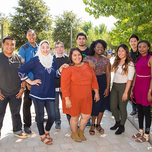 Happy students posing