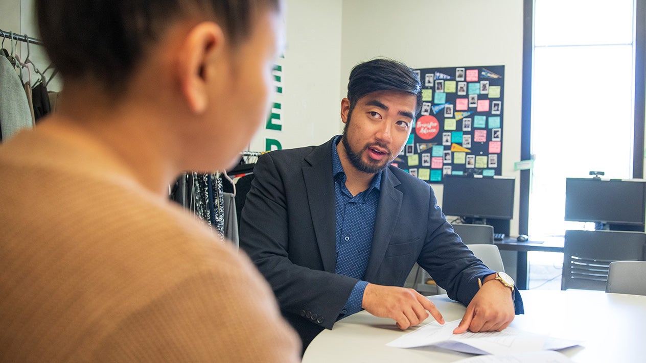 Student receiving assistance in the DVC Career and Transfer Center