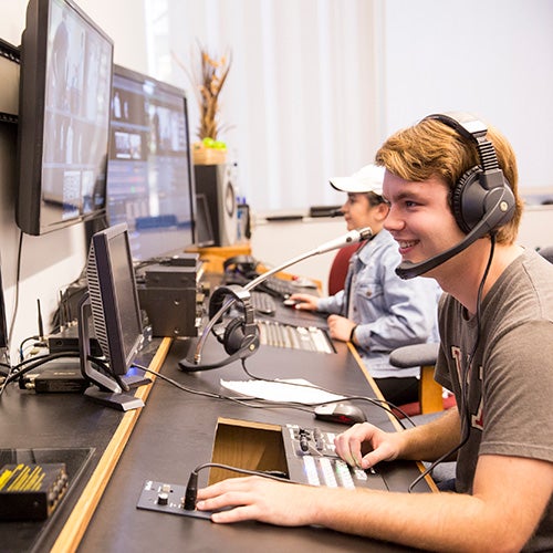 Film student working in studio