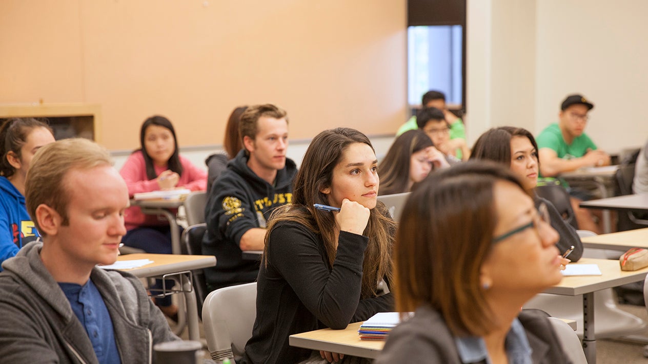 Writing students in classroom