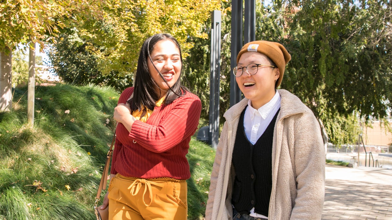 Two students walking