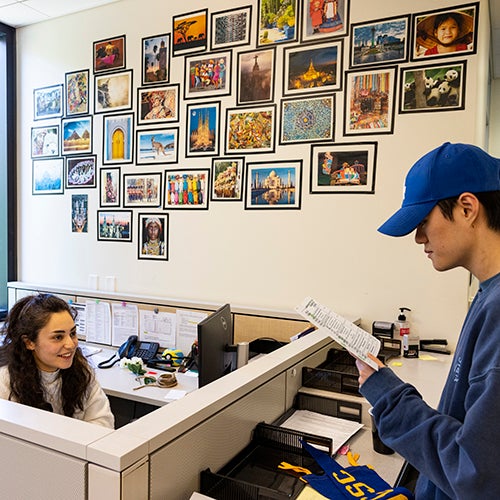 A DVC student receives help at the International Student Services office.