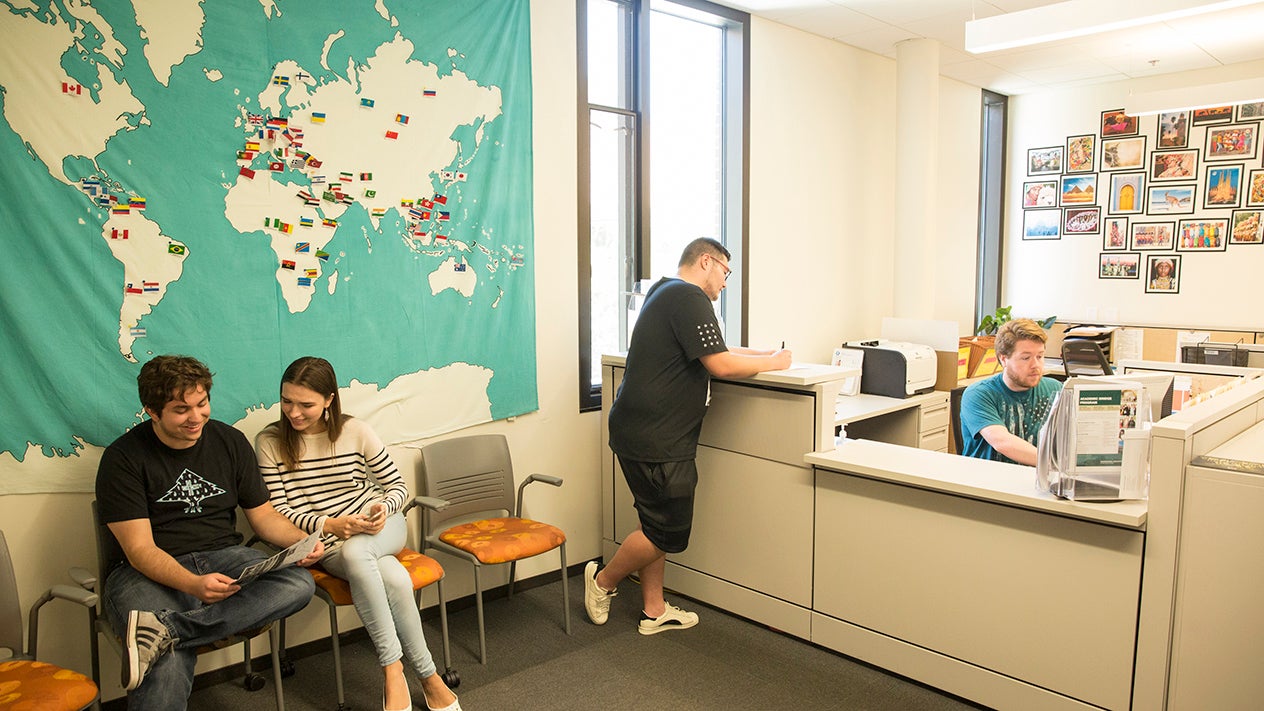 Students in DVC's International Student Services office.