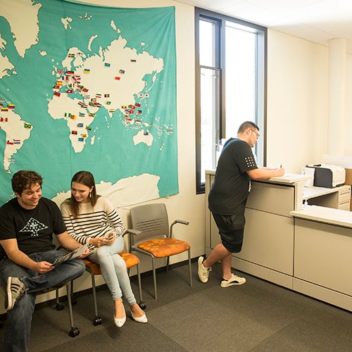 Students in DVC's International Student Services office.