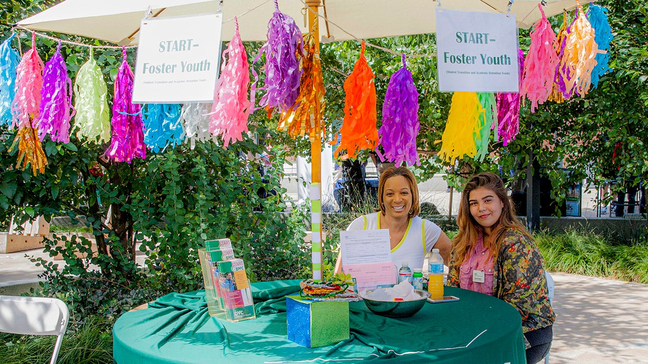 DVC Foster Youth staff at a booth on the Pleasant Hill campus.