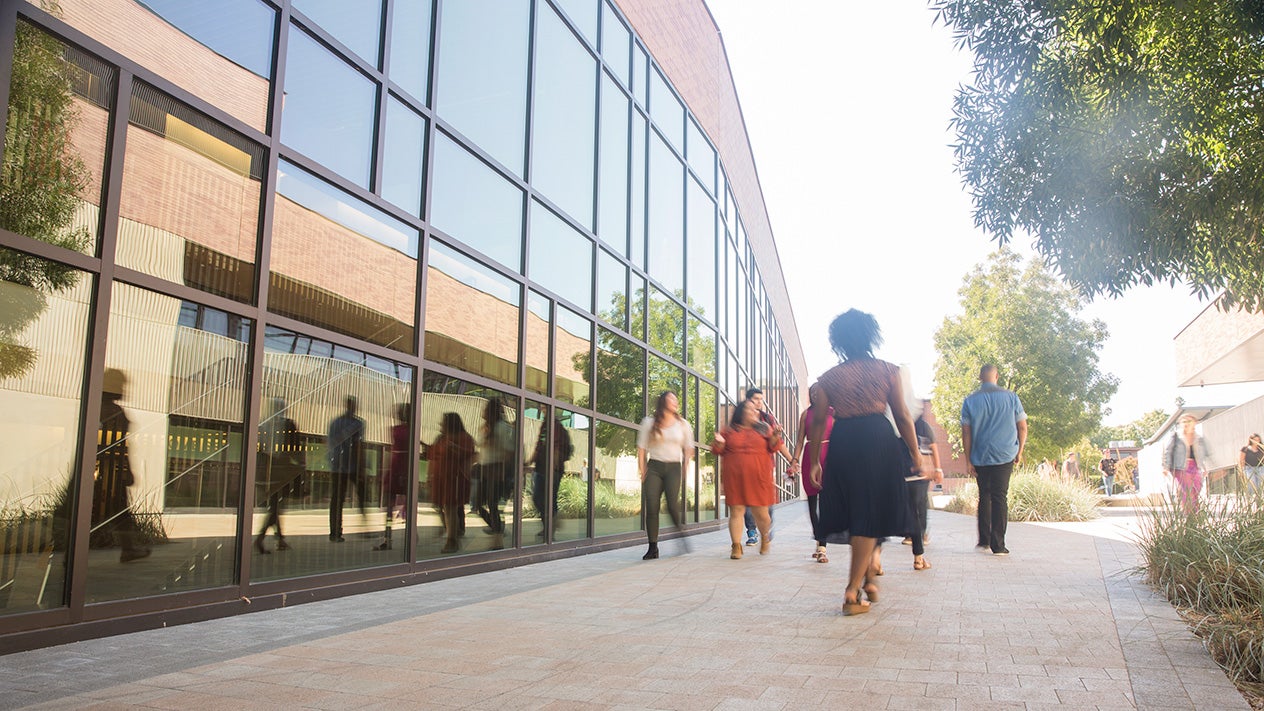 Students walking on campus