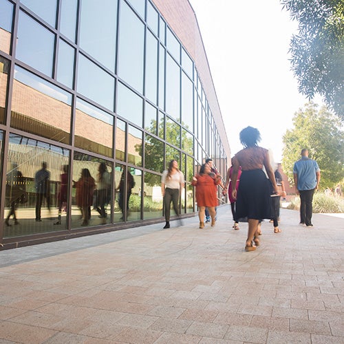 Students walking on campus