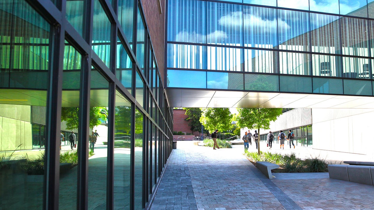 Students walking on DVC campus