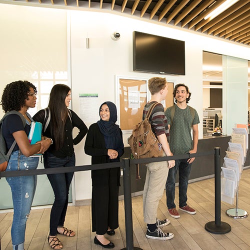 DVC students standing in line at registration