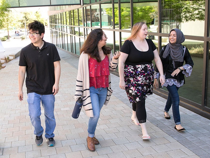 DVC students walking in the Commons.