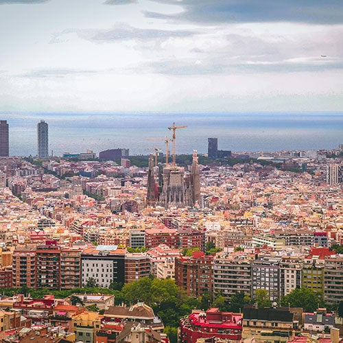 Overview of Barcelona, Spain.