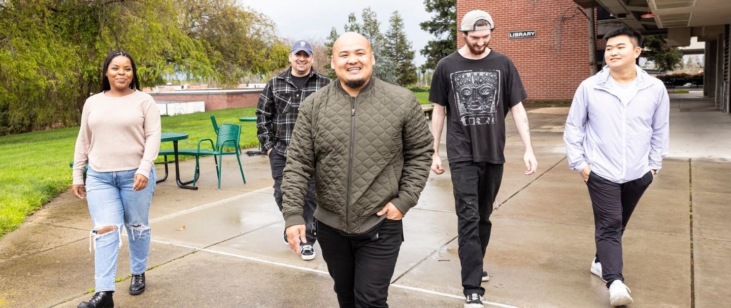 Group of students walking outside