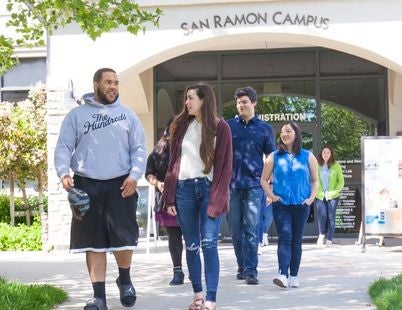 Students walking on campus