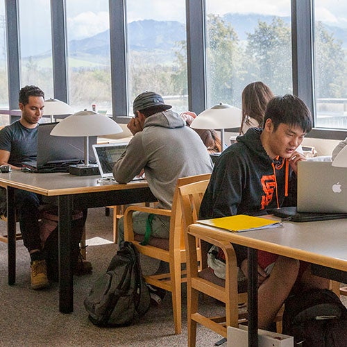 Students in the DVC Library.