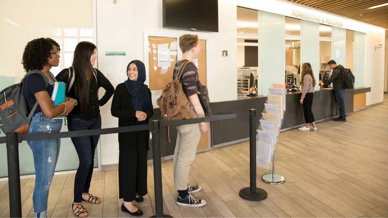 Students in line at Admissions & Records