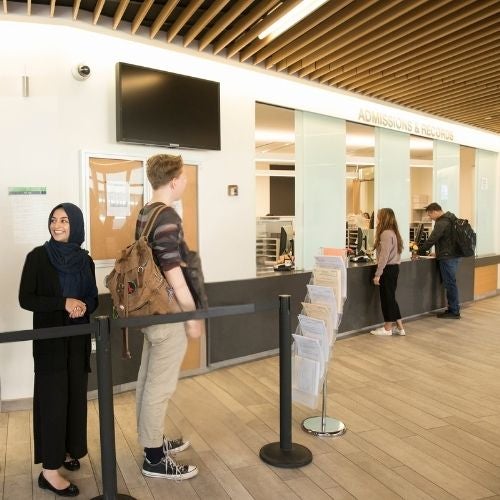 Students in line at Admissions & Records