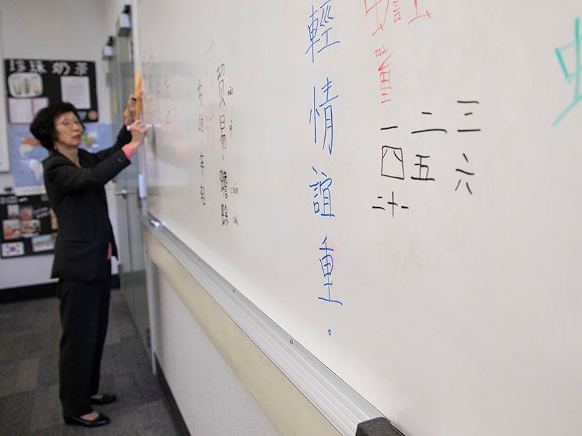 Chinese professor in class.