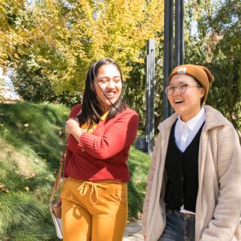 Two students walking